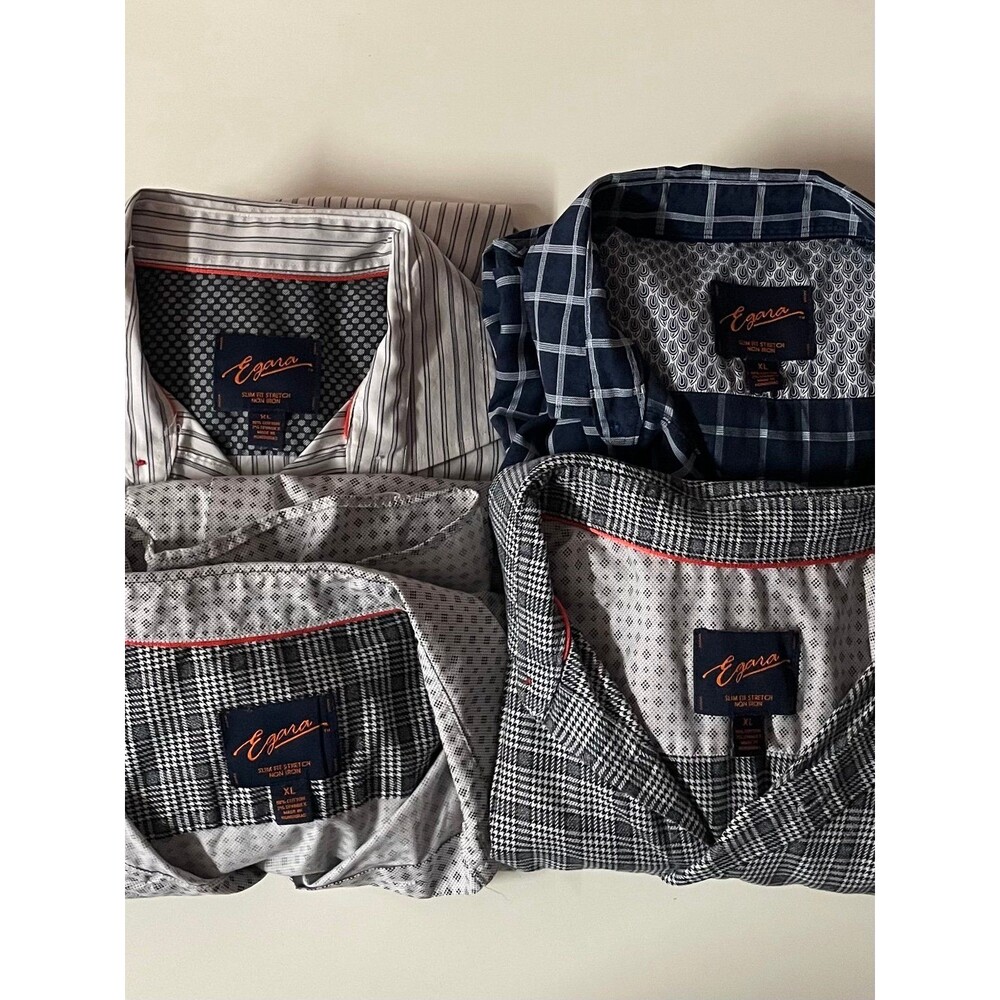 Egara Men's Slim Fit Stretch Non-Iron Dress Shirts Size XL (Bundle of 4)